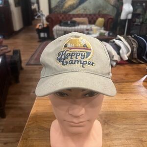 Happy Camper Embroidered Baseball Cap - Khaki